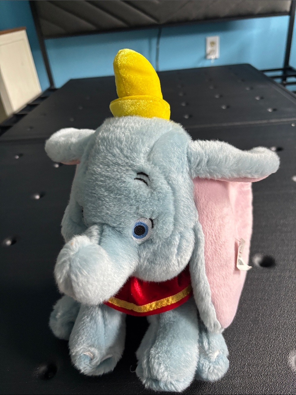 Disney Light Blue Dumbo Plush with Yellow Hat and Pink Ears